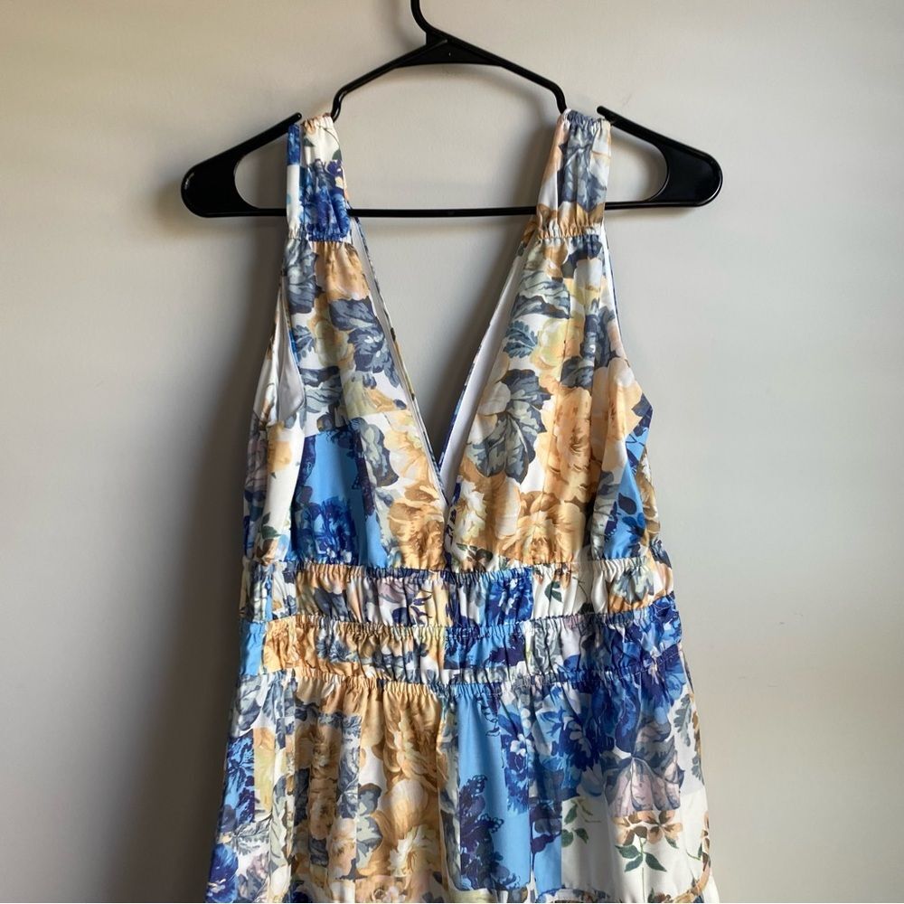 Showpo EMILY MIDI DRESS - PLUNGE TIERED MIDI IN PATCHWORK FLORAL - Picture 5 of 9